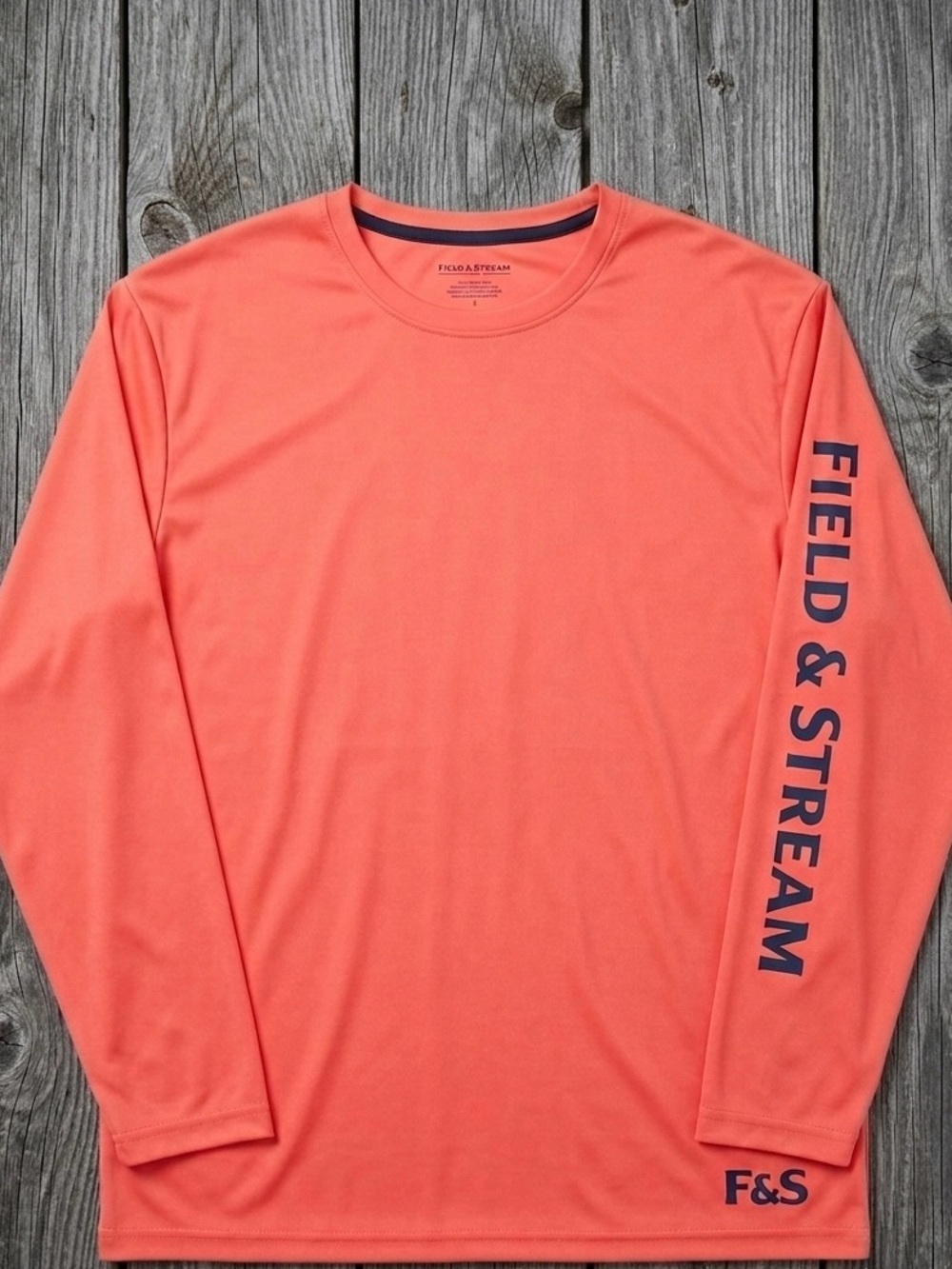 Field & Stream Coral Long-Sleeve Performance Tee with Navy Logos